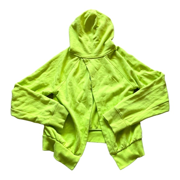 Athleta Moonrise Hoodie Sweatshirt Open Split Back Neon Green Small - Picture 7 of 8